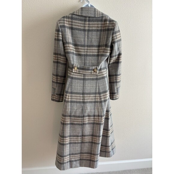 Ralph Lauren Womens Size 0 Double-Breasted Long COAT Wool Tartan A-Line Trench - Picture 6 of 9